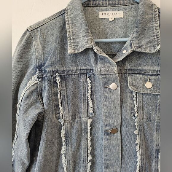 Denim Jean Jacket Trucker Fringe Retro American Western Grunge 90s 80s XL - Picture 3 of 8